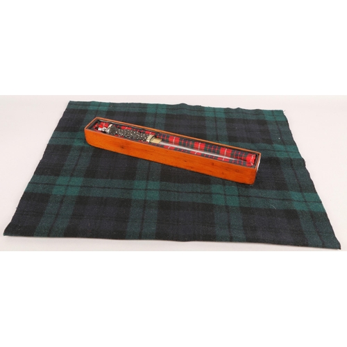 33 - Scottish Highland Dirk in lined wooden box with plaid cover