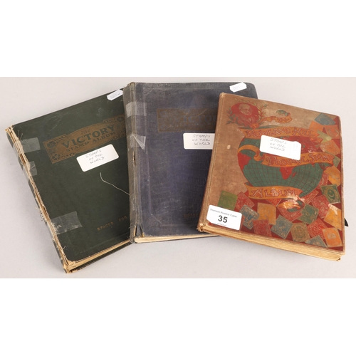 35 - Three albums of world stamps 19th and 20th century, well filled
