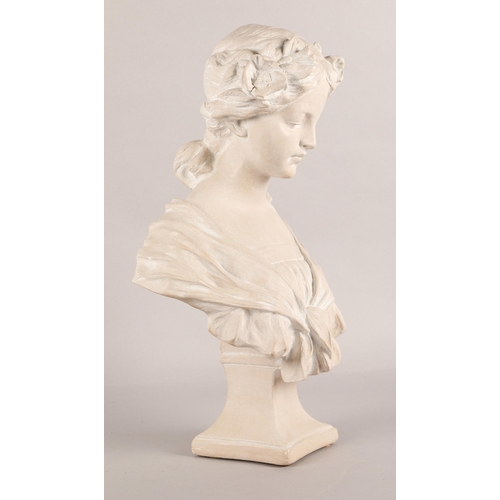 37 - Plaster bust of a girl, 50cm h.