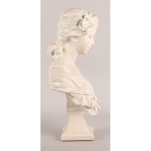 37 - Plaster bust of a girl, 50cm h.