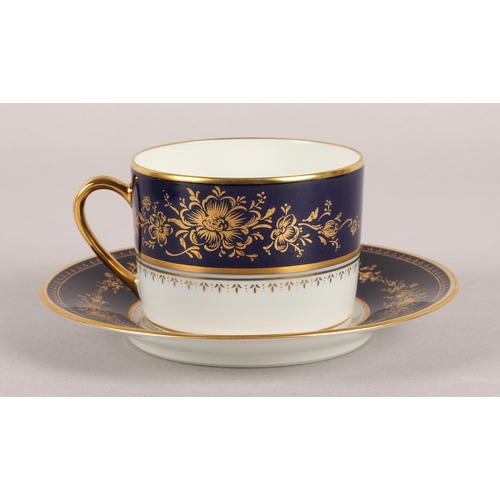 27 - Bernaudaud Limoges, blue and gold Fleurs Imperiales pattern dinner set