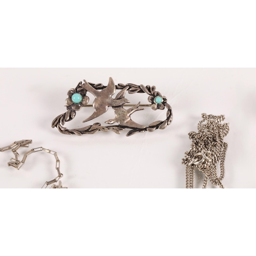 62 - Silver and white metal jewellery to include necklaces, Maltese Cross pendants, earrings, brooches, l... 