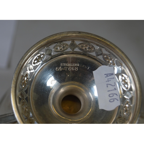 1 - USA sterling silver neo-classical design sugar bowl and cover, with twin acanthus and scroll handles... 