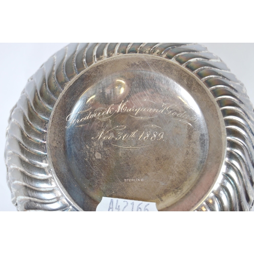 2 - Victorian sterling silver sugar bowl, embossed with flowerheads and trailing leaves, part fluted, en... 