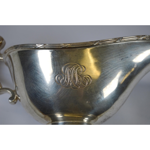 6 - USA sterling silver sauce boat, monogrammed, by Black, Starr & Frost, New York, no. 5387, 11cm h... 