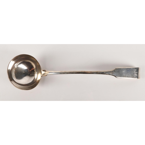 38 - Elgin Scottish Provincial Silver, a fiddle pattern soup ladle by Thomas Stewart, [TS] [ELN], 210g, 3... 