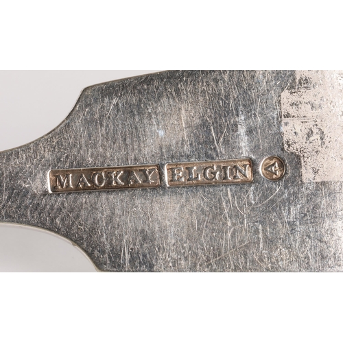 41 - Elgin Scottish Provincial Silver, a pair of dessert forks by James R Mackay [MACKAY] [ELGIN] [A], 85... 