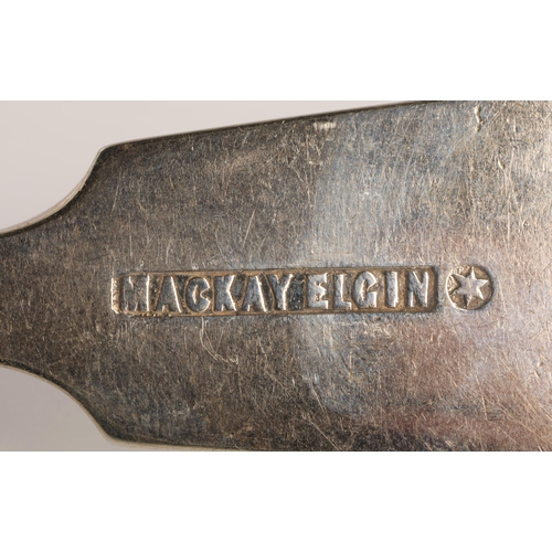 41 - Elgin Scottish Provincial Silver, a pair of dessert forks by James R Mackay [MACKAY] [ELGIN] [A], 85... 