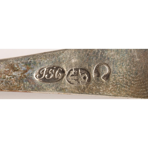 50 - Greenock Scottish Provincial Silver, a pointed end teaspoon by John Heron, [JH] [anchor] [spiked tre... 