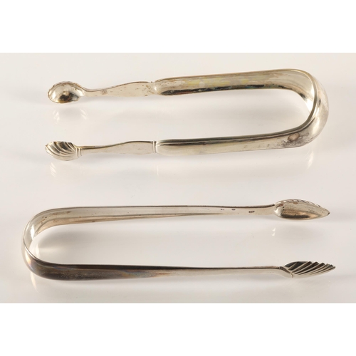 45 - Greenock Scottish Provincial Silver, a pair of silver sugar tongs with scallop shell bowls by James ... 