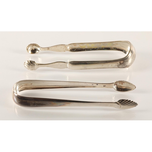45 - Greenock Scottish Provincial Silver, a pair of silver sugar tongs with scallop shell bowls by James ... 