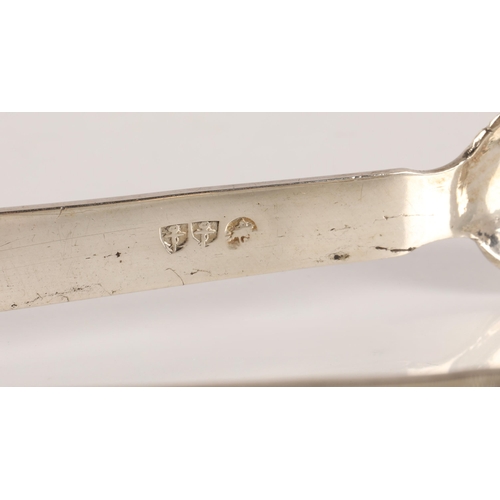 46 - Greenock Scottish Provincial Silver, a pair of silver sugar tongs with scallop shells bowls by James... 
