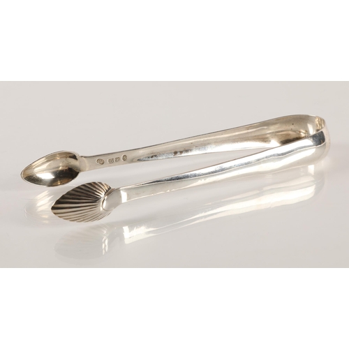 46 - Greenock Scottish Provincial Silver, a pair of silver sugar tongs with scallop shells bowls by James... 
