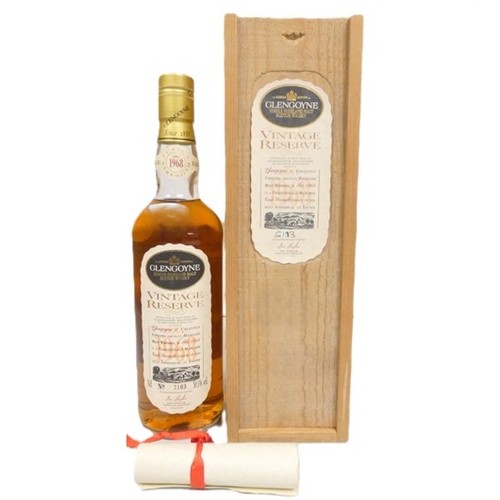 Glengoyne 1968 Vintage reserve 25 years old single Highland malt cask strength scotch whisky, No 2103, level at top of shoulder, 70cl, 50.3% vol, with scroll certificate and fitted wood casket.