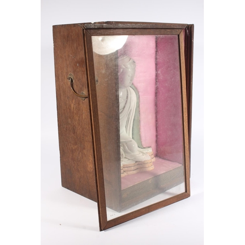 491 - Chinese blanc de chine porcelain figure of Guanyin, modelled in a seated position, 30cm tall, with o... 