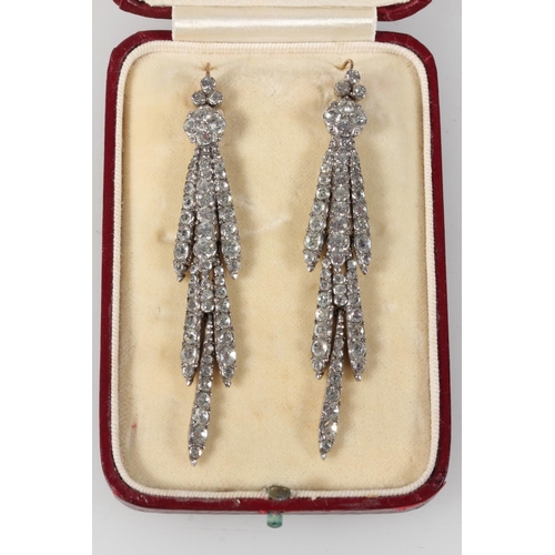 260 - Pair of Georgian style paste set tassel drop earrings with yellow metal mounts, in 'Mallet, The Octa... 