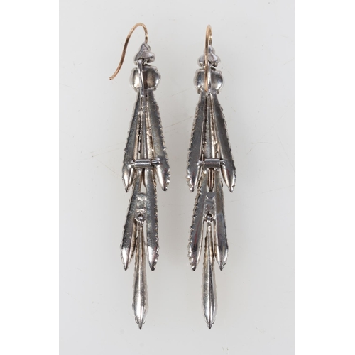 260 - Pair of Georgian style paste set tassel drop earrings with yellow metal mounts, in 'Mallet, The Octa... 