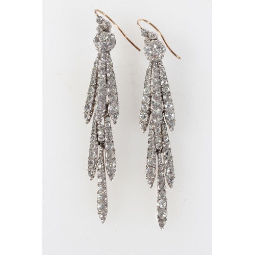 260 - Pair of Georgian style paste set tassel drop earrings with yellow metal mounts, in 'Mallet, The Octa... 