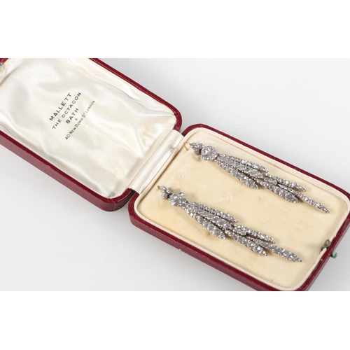 260 - Pair of Georgian style paste set tassel drop earrings with yellow metal mounts, in 'Mallet, The Octa... 