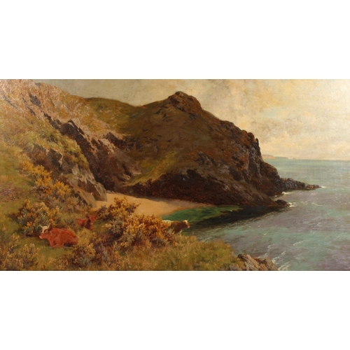 CHARLES COLLINS RBA (English 1851-1921) Coastal scene with cows before ...