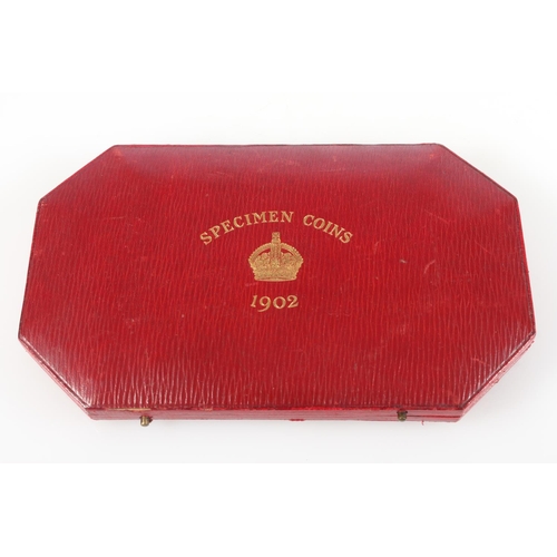 1718 - UNITED KINGDOM King Edward VII (1901-1910) specimen coin set 1902 comprising gold five pound, gold d... 