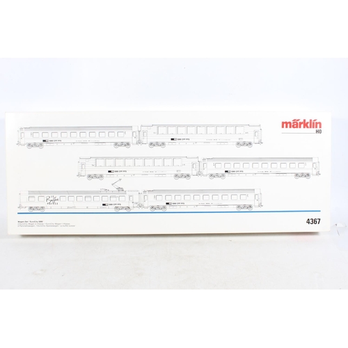 1027 - Marklin of Germany digital HO scale model railways 4367 'SBB EuroCity Car Set' coach pack with two E... 
