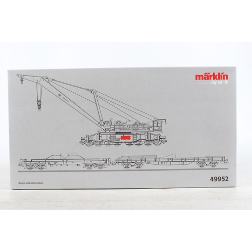 1045 - Marklin of Germany digital HO scale model railways 49952 Railroad Crane Car Set, boxed.