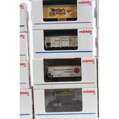 1056 - Marklin of Germany HO scale model railways rolling stock, mostly wagons or vans to include 4423 x2, ... 