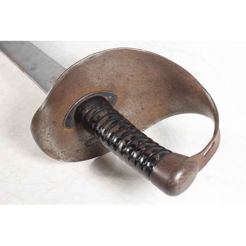 19th century French naval cutlass having a broad unfullered blade, the ...