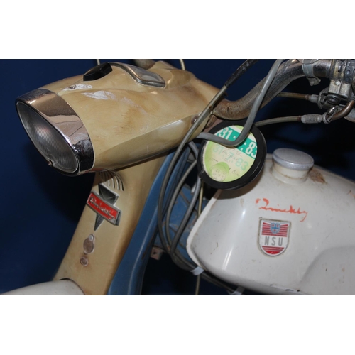 1402 - NSU (Neckarsulm) Quickly vintage moped, licence plate ''657SC', mileage on clock '01499', no papers,... 