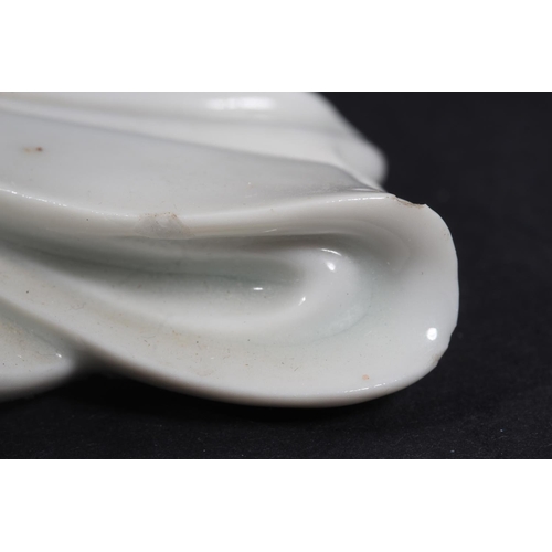 491 - Chinese blanc de chine porcelain figure of Guanyin, modelled in a seated position, 30cm tall, with o... 