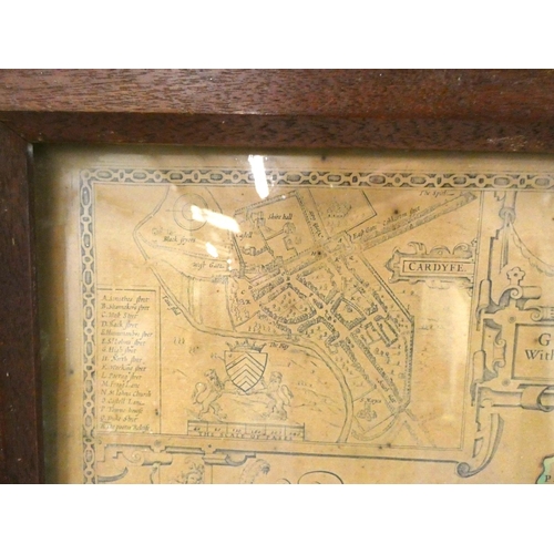 1 - SPEED JOHN.&nbsp;&nbsp;Glamorgan Shyre. Hand col. eng. map. Vignette plans of Cardyfe & Llandaff... 