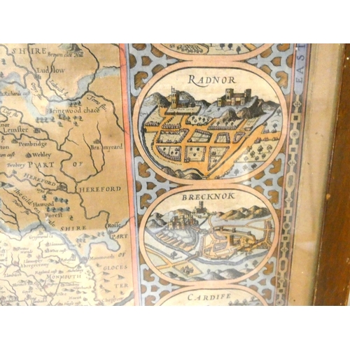 2 - SPEED JOHN.&nbsp;&nbsp;Wales. Hand col eng. map. 14 vignettes of the various towns. Text in English ... 