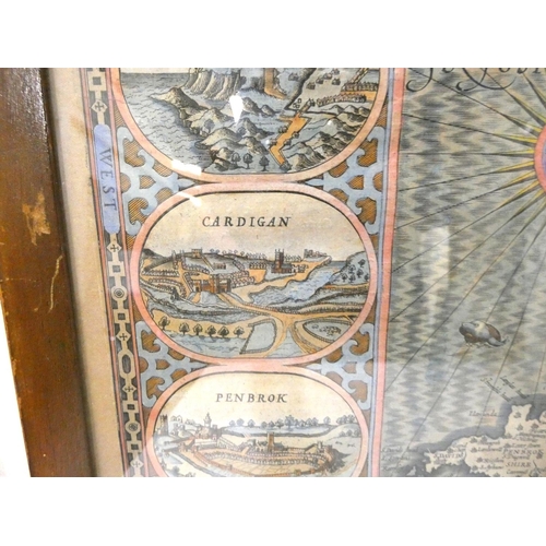 2 - SPEED JOHN.&nbsp;&nbsp;Wales. Hand col eng. map. 14 vignettes of the various towns. Text in English ... 