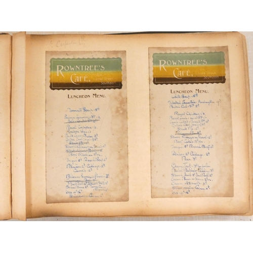 Lancashire - Menus. An album of pasted in Edwardian café & restaurant ...