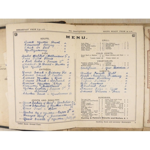 Lancashire - Menus. An album of pasted in Edwardian café & restaurant ...