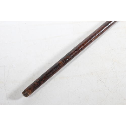 Silver mounted swagger stick with banded agate sphere finial, 80cm long.