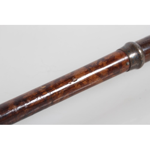 Silver mounted swagger stick with banded agate sphere finial, 80cm long.