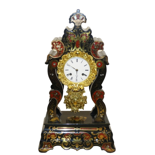 French brass-mounted and Boulle portico bracket clock, c. late 19th ...
