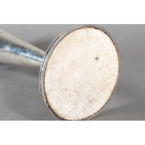 16 - Victorian silver vase with heavy repouss&eacute; decoration, with filled base, Walker & Hall, Sh... 