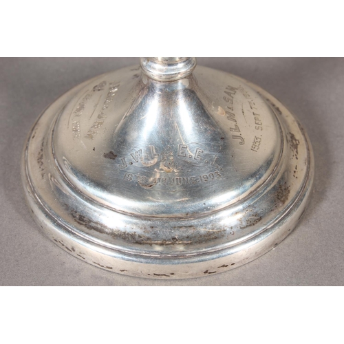 16 - Victorian silver vase with heavy repouss&eacute; decoration, with filled base, Walker & Hall, Sh... 