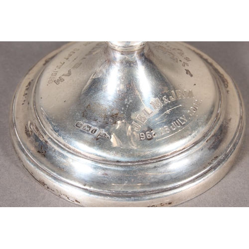 16 - Victorian silver vase with heavy repouss&eacute; decoration, with filled base, Walker & Hall, Sh... 