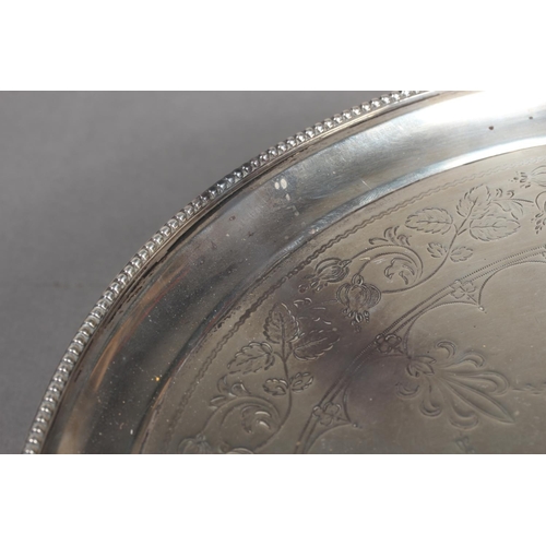 17 - Victorian silver salver with beaded border, on tripod whorl supports, Edward & John Barnard, Lon... 