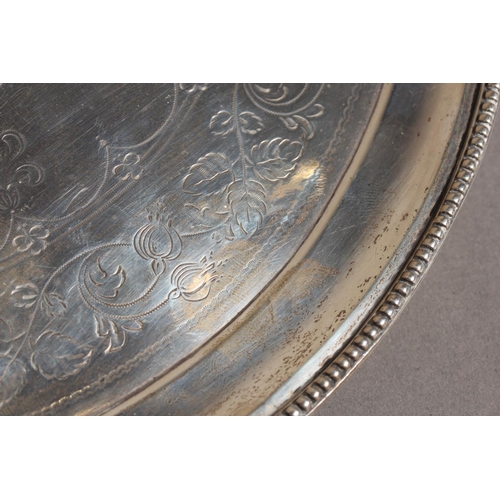 17 - Victorian silver salver with beaded border, on tripod whorl supports, Edward & John Barnard, Lon... 
