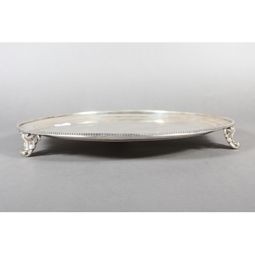 17 - Victorian silver salver with beaded border, on tripod whorl supports, Edward & John Barnard, Lon... 