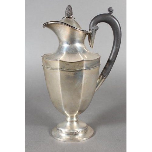 18 - Geo VI silver coffee pot with ebonised handle and knop, Thomas Latham & Ernest Morton, Birmingha... 