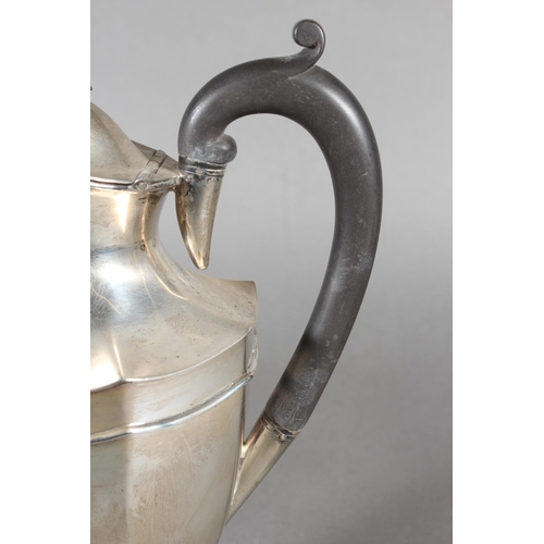 18 - Geo VI silver coffee pot with ebonised handle and knop, Thomas Latham & Ernest Morton, Birmingha... 