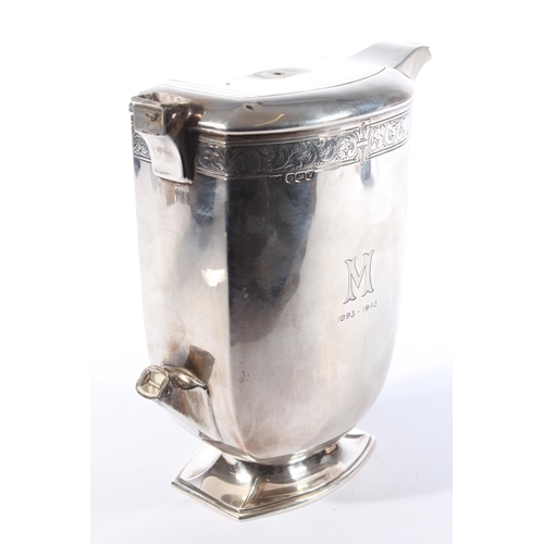 2 - George VI silver hot water pot, initialled M, no handle present,&nbsp;Frank Cobb & Co Ltd, Sheff... 