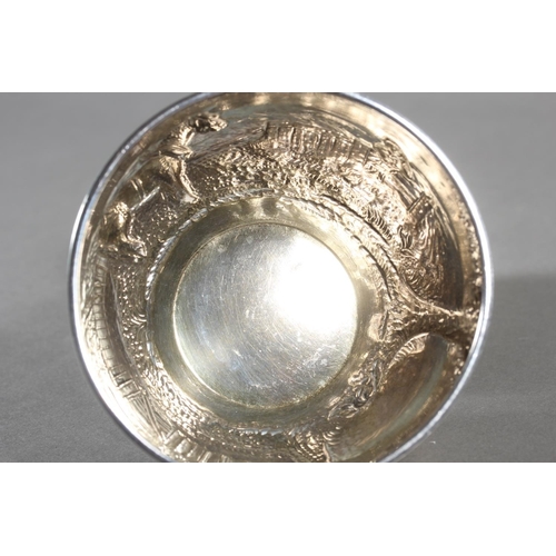 21 - Victorian silver bowl depicting a horse and figure by a house, Robert Humphries, 1881, London, 110g.