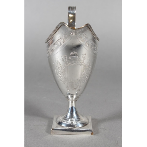 22 - Geo III silver helmet shaped cream jug, makers mark rubbed, London, 1793, 116g.&nbsp;